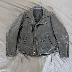 Biker Vintage Motorcycle Leather Jacket USA made Johnsons Leather SF size 40/M